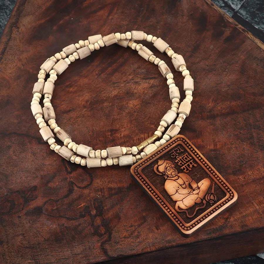 Tulsi mala Hanuman Ji Beads Wood Chain Set (100% Original Tulsi beads)